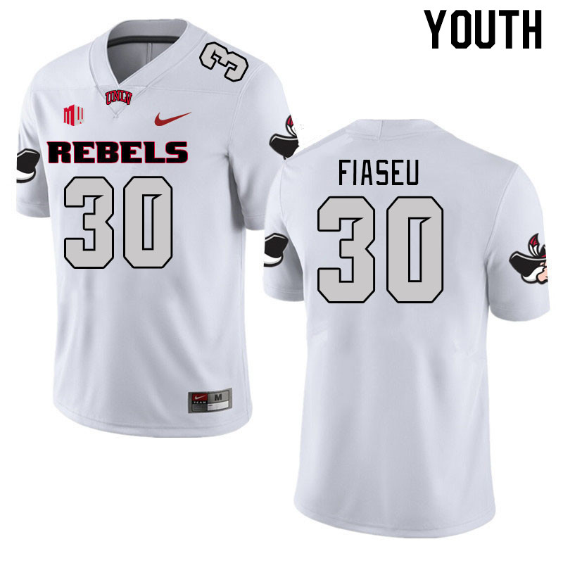 Youth #30 Austin Fiaseu UNLV Rebels 2023 College Football Jerseys Stitched-White - Click Image to Close